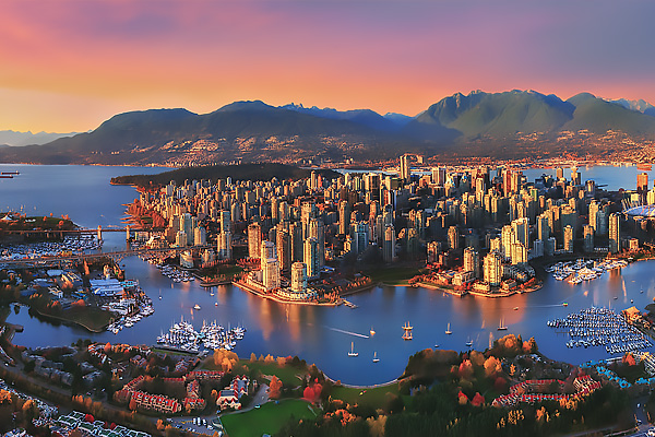 Vancouver skyline at sunset