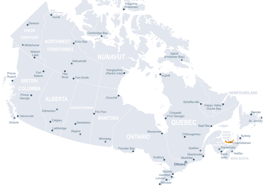Kanada Karte Prince Edward Island PEI