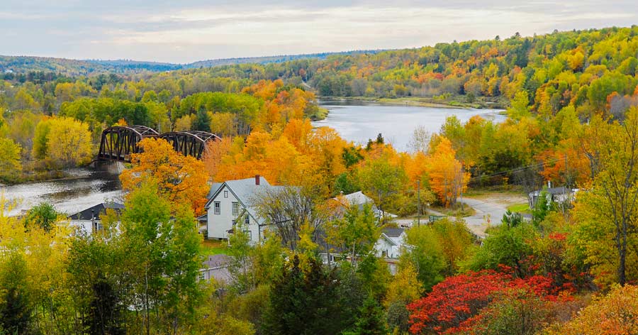 Fall on Miramichi River bridge, Doaktown, New Brunswick